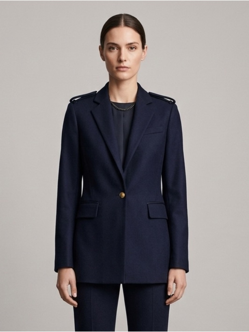 Rag & Bone Sz 2 Navy Wool Blend Military Tailored Minimalist Blazer
